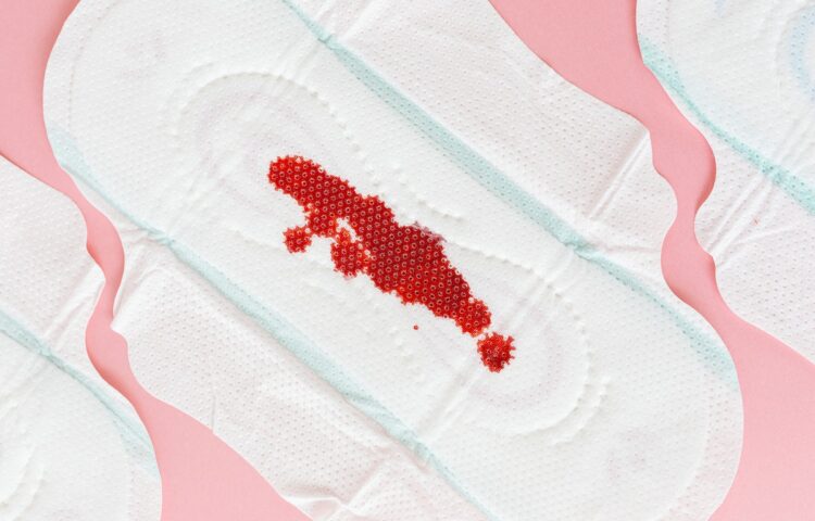 Close-up of a Blood Stained Sanitary Napkin